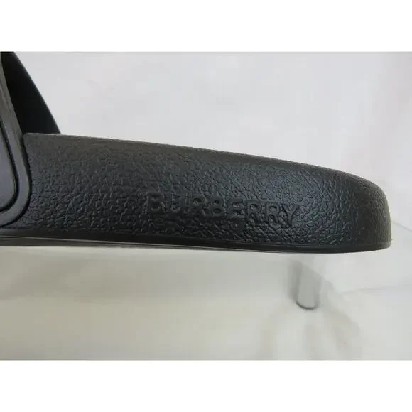 BURBERRY FURLEY GREEN RUBBER CAMOUFLAGE LETTERING LOGO SANDAL SLIDES 44 US 11